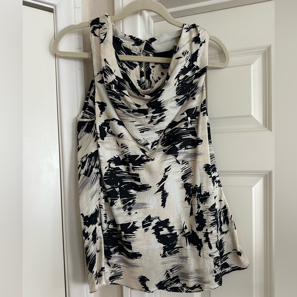 Cynthia Rowley Black and Cream Cowel Neck Top